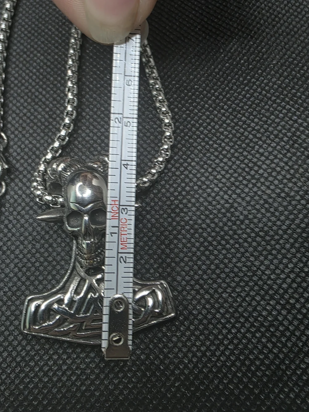 Mens Norse Viking Valknut Skull Mjolnir Necklace Pendant Stainless Steel